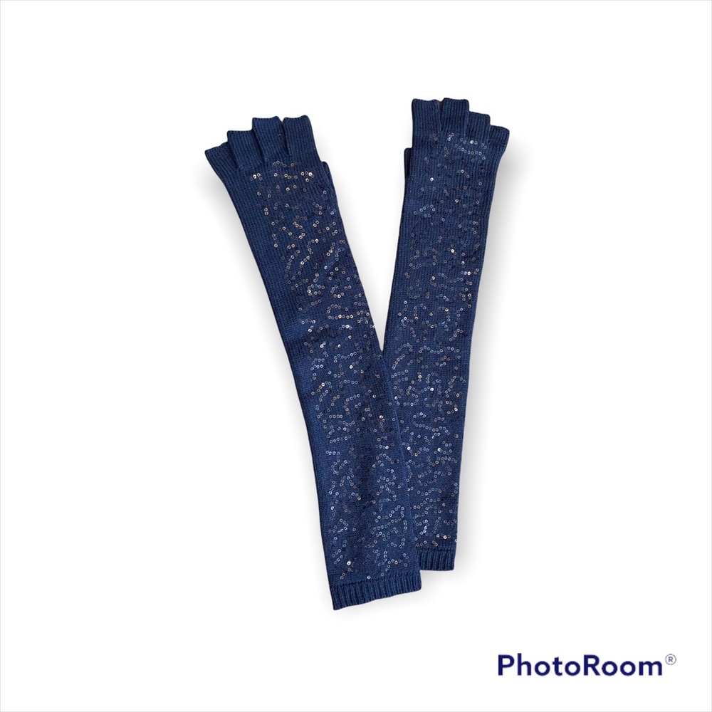 Aqua Sequin Half-to-Elbow Gloves Sparkle Evening Formal